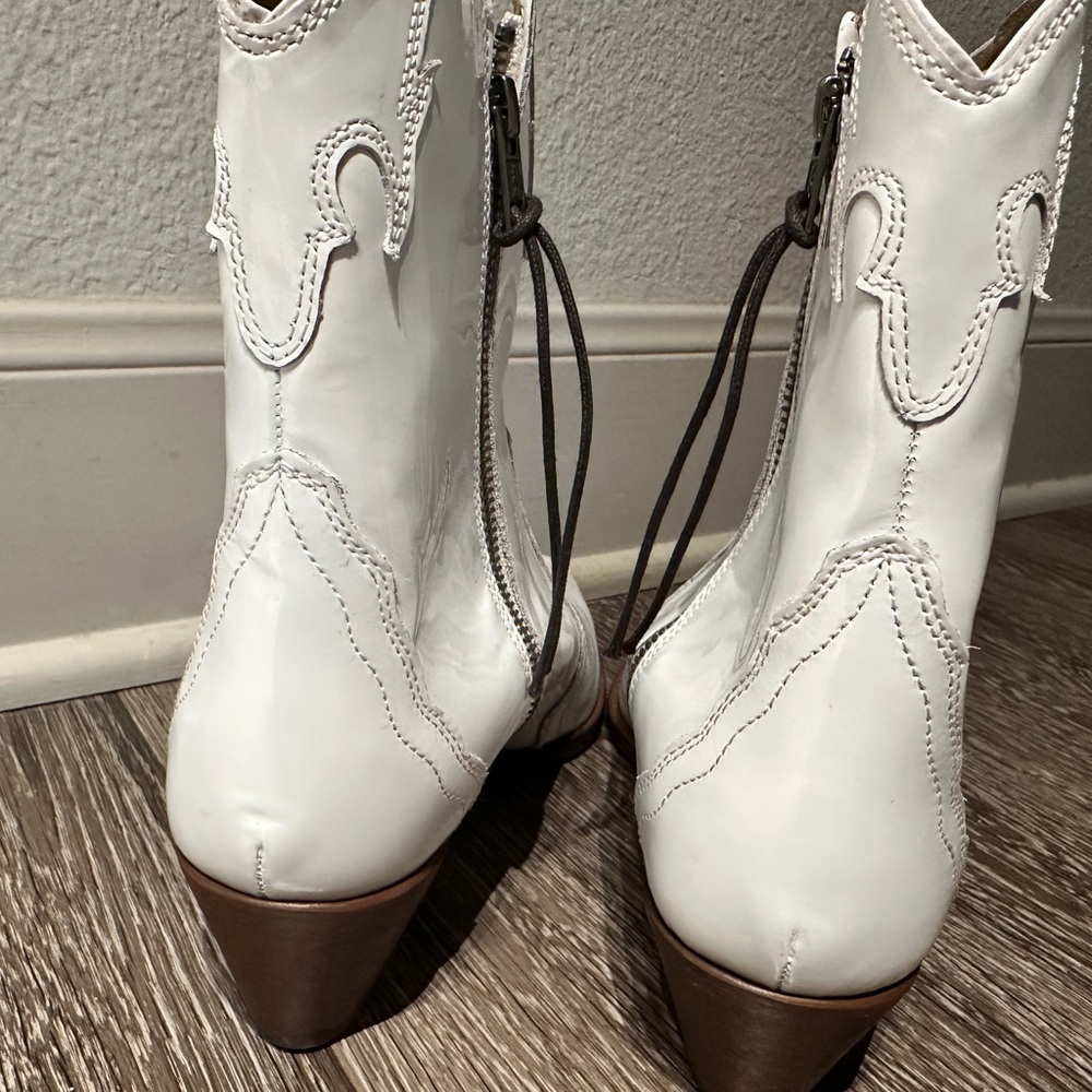 Free People White Western-Inspired Leather Ankle Boots - Picture 4 of 8